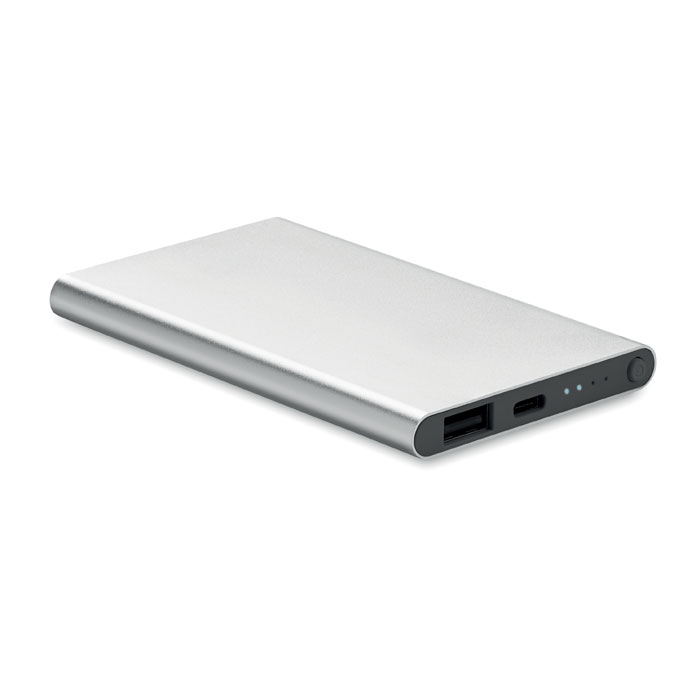 Batterie externe personnalisable 4000 mAh POWERFLAT silver mate